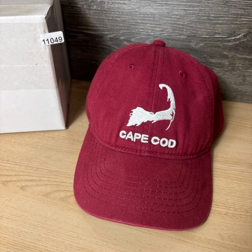 Cape Cod Hat Cap Strap Back Red White Logo Adjustable